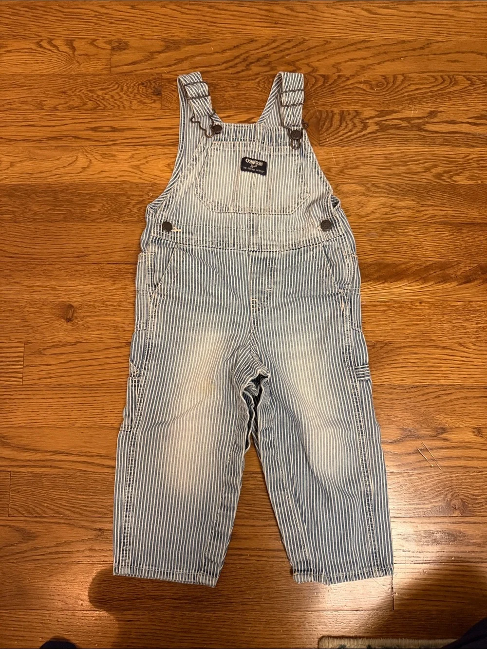OshKosh B'gosh Light Blue & White Striped Kids Overalls